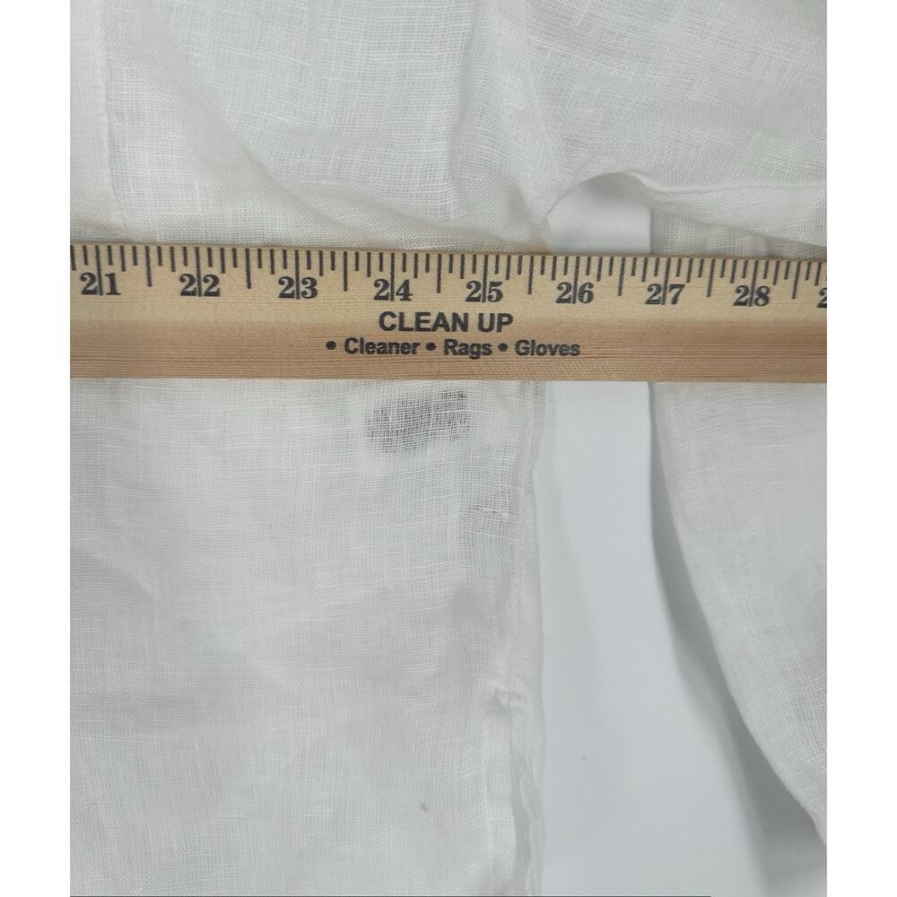 Cynthia Rowley Shirt Women L White Linen Cropped Long Sleeve Shacket Button Up - Picture 8 of 9